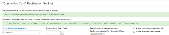 Central Bapt Connect Reg Settings