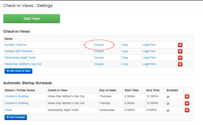 Check-In Views - Groups