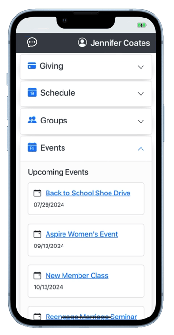 Events Screen July 2024