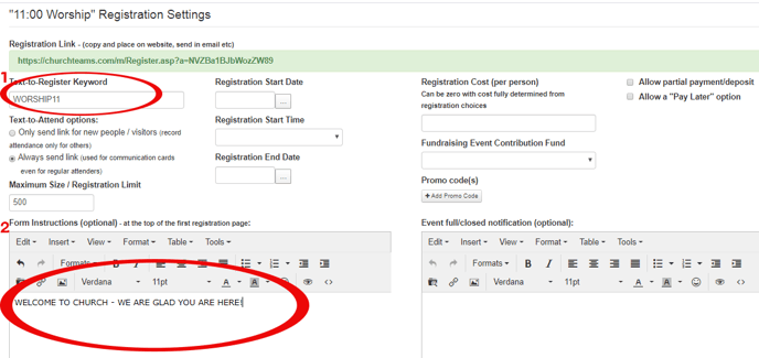 Registration Settings -Worship Group Top 1