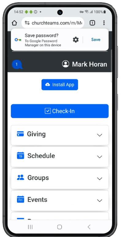 Save Password on Android